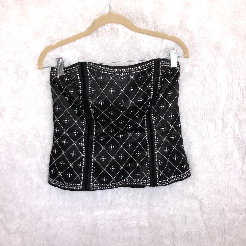 Black Diamond Embrd Studded Bustier, Sz 4